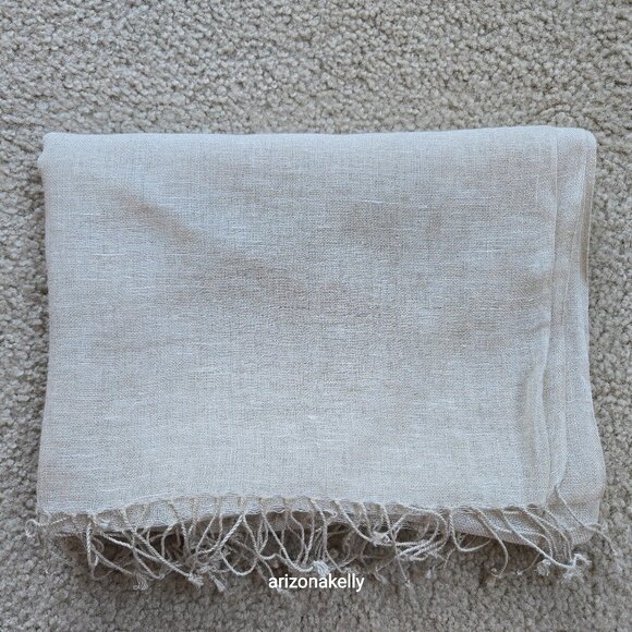 Natural Linen Unbleached Flax Scarf - Picture 3 of 8